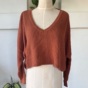 Rust V-Neck Women's Sweater S/M